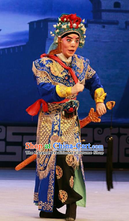 Nan Jie Guan Chinese Peking Opera Wusheng Garment Costumes and Headwear Beijing Opera Soldier He Yanxi Apparels Armor Clothing