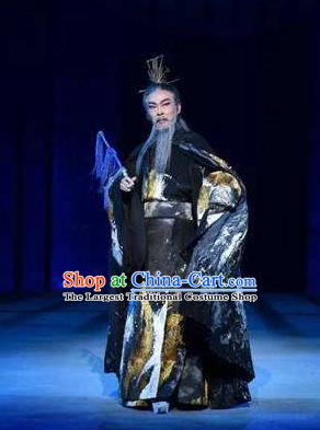 Da Shun Chinese Peking Opera Elderly Male Garment Costumes and Headwear Beijing Opera Emperor Apparels Lord Clothing