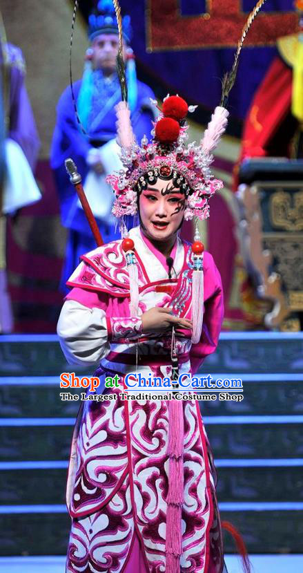 Chinese Beijing Opera Martial Female Apparels Qi Nv Wu Rong Costumes and Headdress Traditional Peking Opera General Armor Dress Garment
