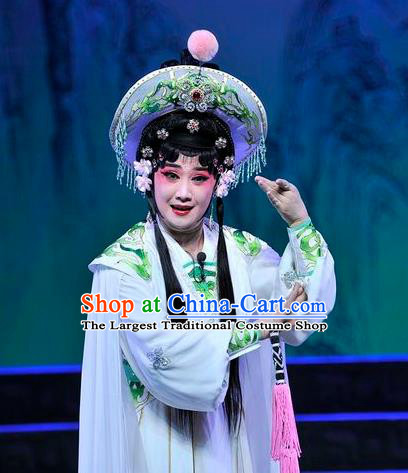 Chinese Beijing Opera Young Female Apparels Qi Nv Wu Rong Costumes and Headdress Traditional Peking Opera Country Woman Dress Garment