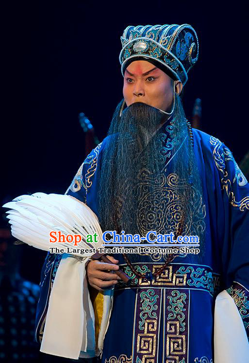 Lu Shui Yi Shan Chinese Peking Opera Laosheng Apparels Costumes and Headpieces Beijing Opera Elderly Male Garment Strategist Zhuge Liang Clothing
