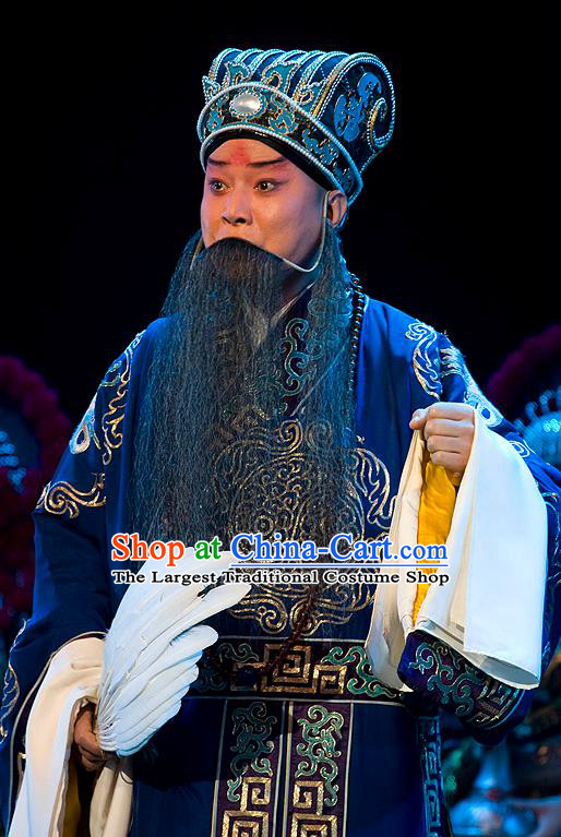 Lu Shui Yi Shan Chinese Peking Opera Laosheng Apparels Costumes and Headpieces Beijing Opera Elderly Male Garment Strategist Zhuge Liang Clothing