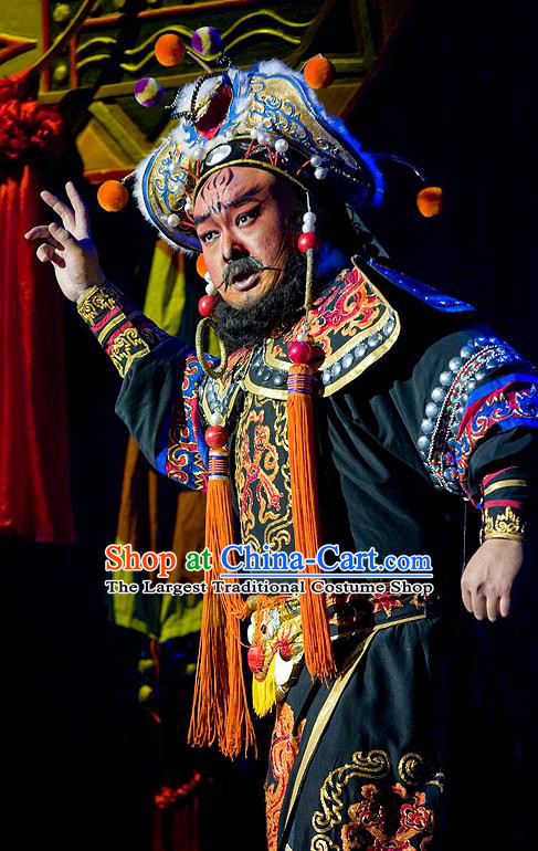 Lu Shui Yi Shan Chinese Peking Opera Yi King Apparels Costumes and Headpieces Beijing Opera Painted Face Garment Chief Meng Huo Clothing