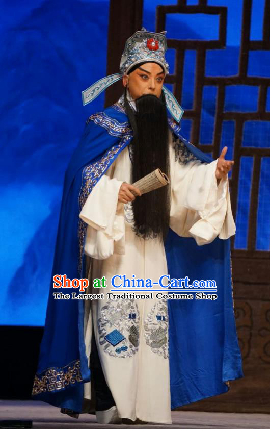 Man Jiang Hong Chinese Peking Opera Elderly Male Yue Fei Apparels Costumes and Headpieces Beijing Opera Laosheng Garment Clothing