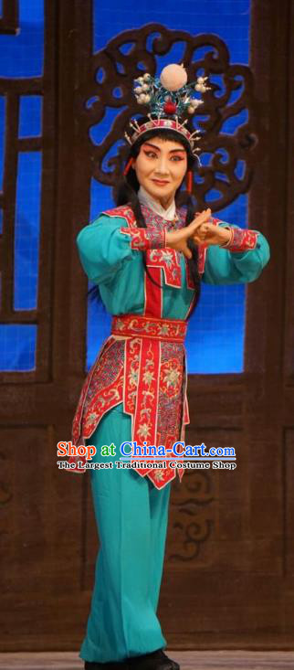Chinese Beijing Opera Wudan Garment Man Jiang Hong Costumes and Hair Accessories Traditional Peking Opera Martial Female Dress Swordswoman Apparels