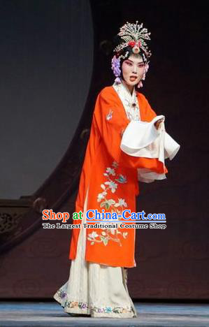 Chinese Beijing Opera Young Female Garment Man Jiang Hong Costumes and Hair Accessories Traditional Peking Opera Hua Tan Red Dress Apparels