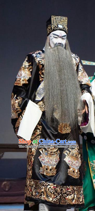 Man Jiang Hong Chinese Peking Opera Elderly Male Qin Hui Apparels Costumes and Headpieces Beijing Opera Jing Role Garment Treacherous Official Clothing