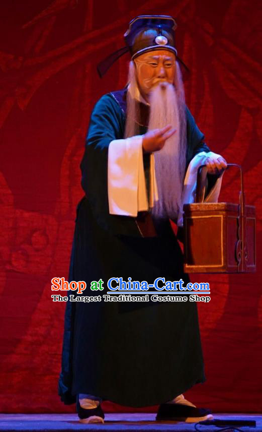 Man Jiang Hong Chinese Peking Opera Old Man Apparels Costumes and Headpieces Beijing Opera Elderly Servant Garment Clothing