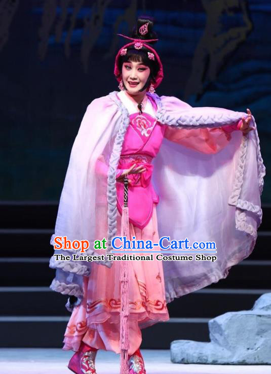 Chinese Beijing Opera Female Swordsman Apparels Qi Nv Wu Rong Costumes and Headdress Traditional Peking Opera Actress Dress Garment