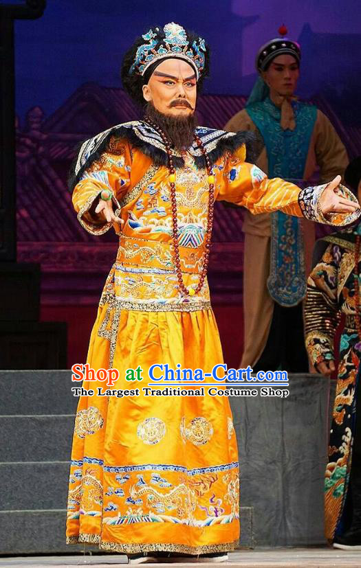 Princess Changping Chinese Peking Opera Emperor Garment Costumes and Headwear Beijing Opera Qing Dynasty Monarch Apparels Clothing