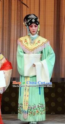 Chinese Beijing Opera Maid Lady Garment The Dream Of Red Mansions Costumes and Hair Accessories Traditional Peking Opera Servant Girl Ping Er Dress Apparels