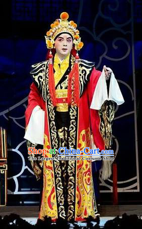 Qi Nv Wu Rong Chinese Peking Opera Young Male Garment Costumes and Headwear Beijing Opera Xiaosheng Apparels King Zhao Clothing