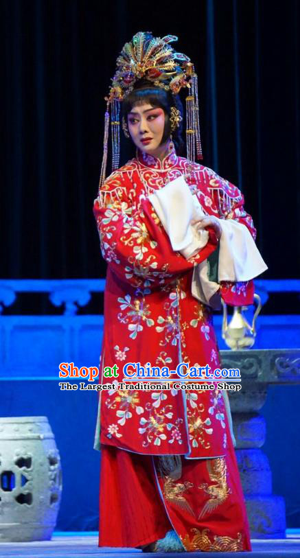 Chinese Beijing Opera Bride Apparels Princess Changping Costumes and Headdress Traditional Peking Opera Hua Tan Dress Wedding Garment