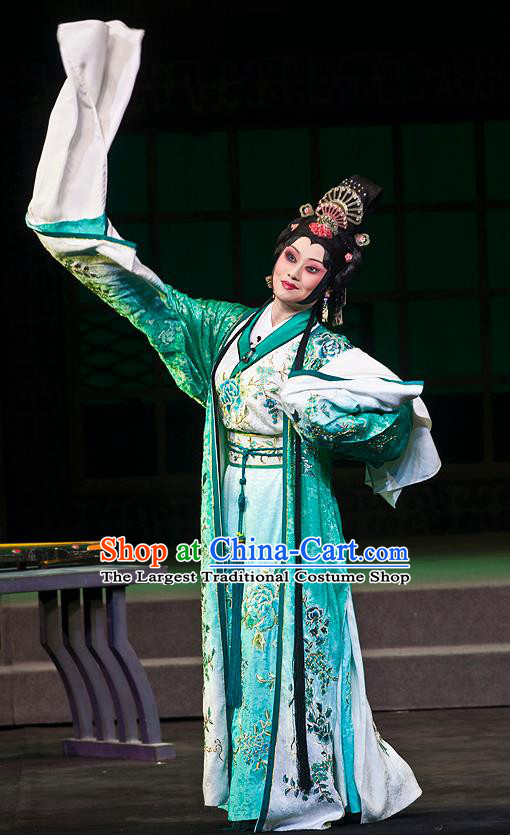 Chinese Beijing Opera Diva Apparels Anecdote of Jian An Costumes and Headdress Traditional Peking Opera Hua Tan Dress Actress Cai Wenji Garment