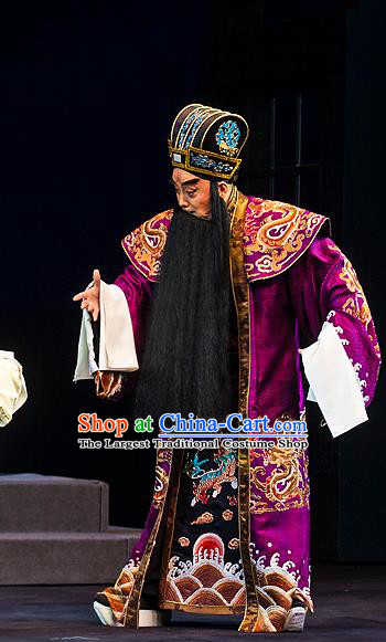 Anecdote of Jian An Chinese Peking Opera Prime Minister Cao Cao Garment Costumes and Headwear Beijing Opera Elderly Male Apparels Official Clothing