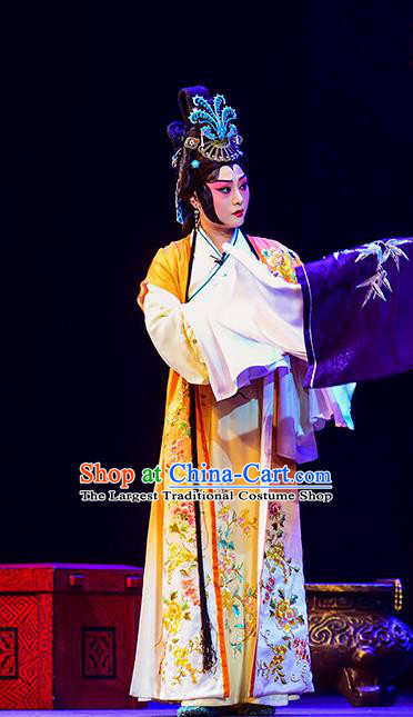Chinese Beijing Opera Hua Tan Apparels Anecdote of Jian An Costumes and Headdress Traditional Peking Opera Actress Dress Diva Cai Wenji Young Female Garment