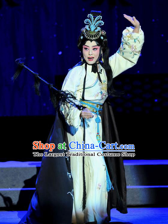 Chinese Beijing Opera Young Woman Cai Wenji Apparels Anecdote of Jian An Costumes and Headdress Traditional Peking Opera Diva Dress Actress Garment