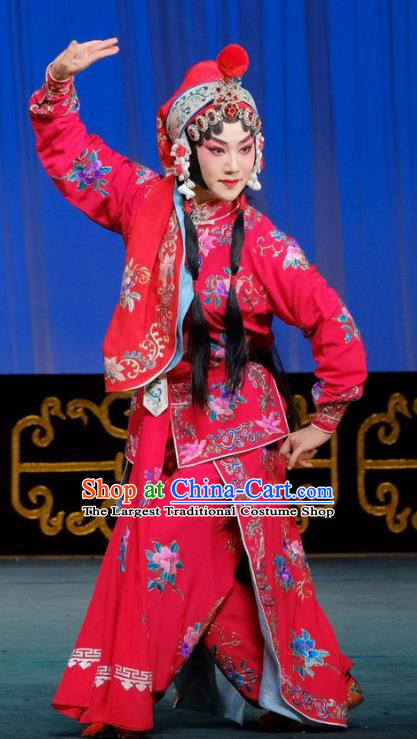 Chinese Beijing Opera Female Swordsman Apparels Gai Rong Zhan Fu Costumes and Headdress Traditional Peking Opera Martial Girl Dress Heroine Wan Xiangyou Garment
