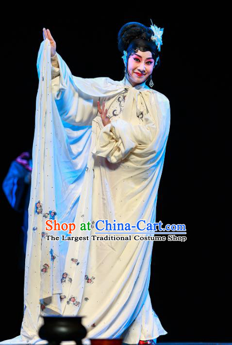 Chinese Beijing Opera Tsing Yi Apparels Xi Jiao Costumes and Headdress Traditional Peking Opera Actress Dress Hua Tan Yan Xijiao Garment