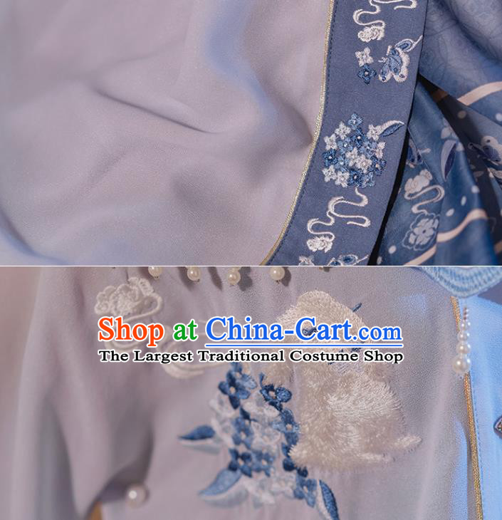 Chinese Traditional Ming Dynasty Patrician Lady Historical Costumes Ancient Noble Woman Embroidered Hanfu Dress Garment Complete Set