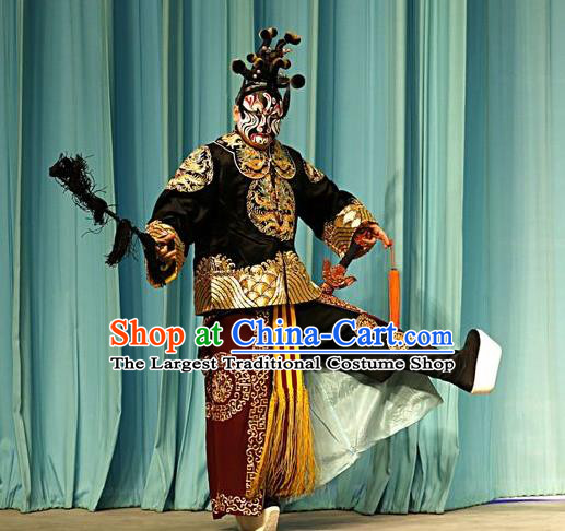 Shen Ting Ling Chinese Peking Opera Martial Male Apparels Costumes and Headpieces Beijing Opera Wusheng Garment General Clothing