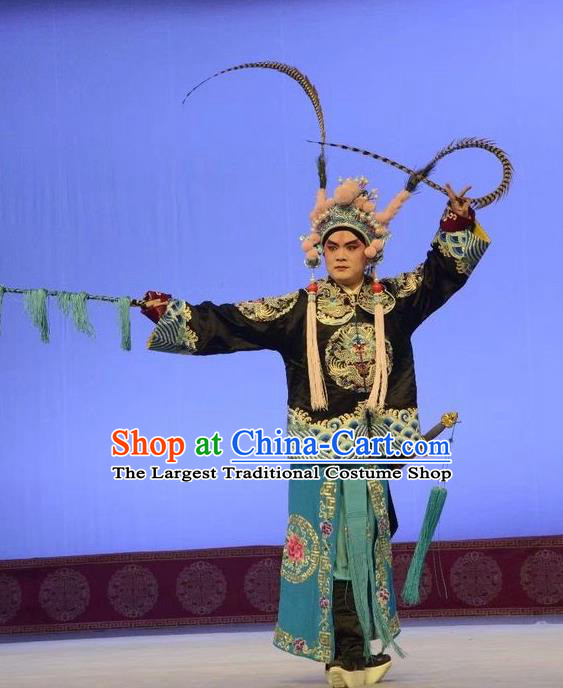 Shen Ting Ling Chinese Peking Opera Soldier Apparels Costumes and Headpieces Beijing Opera Wusheng Garment Martial Male Clothing