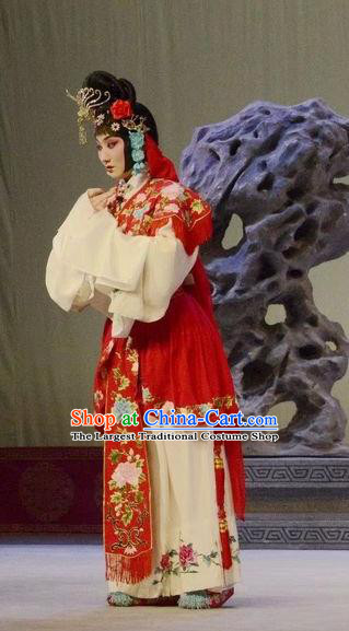 Chinese Beijing Opera Young Lady Garment Shen Ting Ling Costumes and Hair Accessories Traditional Peking Opera Hua Tan Dress Actress Apparels