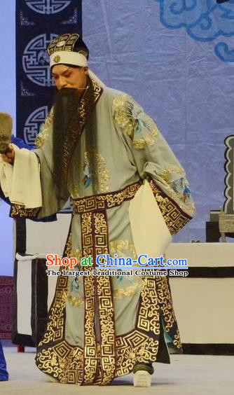 Shen Ting Ling Chinese Peking Opera Strategist Apparels Costumes and Headpieces Beijing Opera Zhuge Liang Garment Elderly Male Clothing