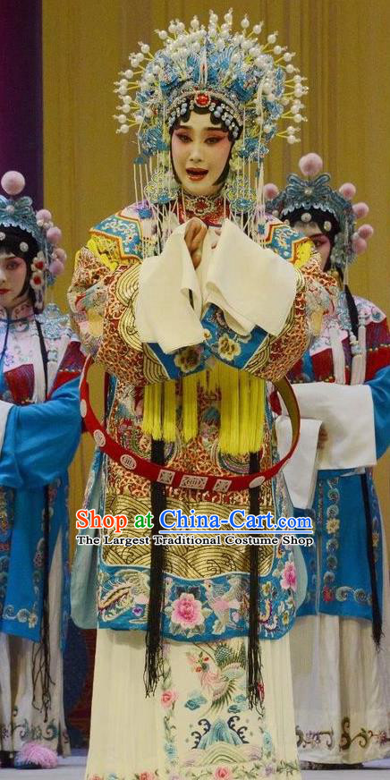 Chinese Beijing Opera Royal Princess Garment Shen Ting Ling Costumes and Hair Accessories Traditional Peking Opera Hua Tan Dress Actress Apparels