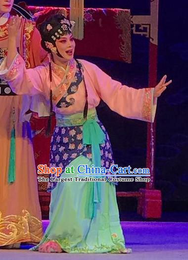 Chinese Beijing Opera Village Girl Garment Hong Ling Yan Costumes and Hair Accessories Traditional Peking Opera Xiaodan Dress Country Woman Li Fengjie Apparels