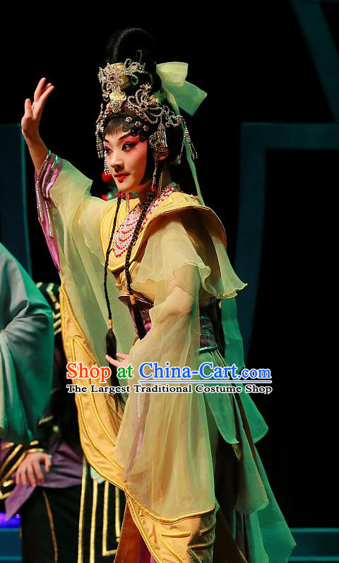 Chinese Beijing Opera Young Beauty Garment Xi Zi Zai Wang Costumes and Hair Accessories Traditional Peking Opera Actress Dress Hua Tan Apparels