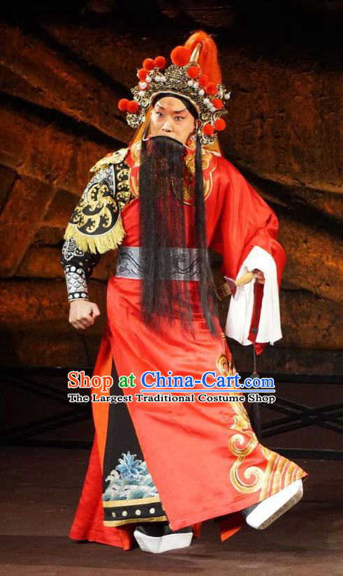 Wu Qi Chinese Peking Opera General Apparels Costumes and Headpieces Beijing Opera Martial Male Garment Military Officer Clothing