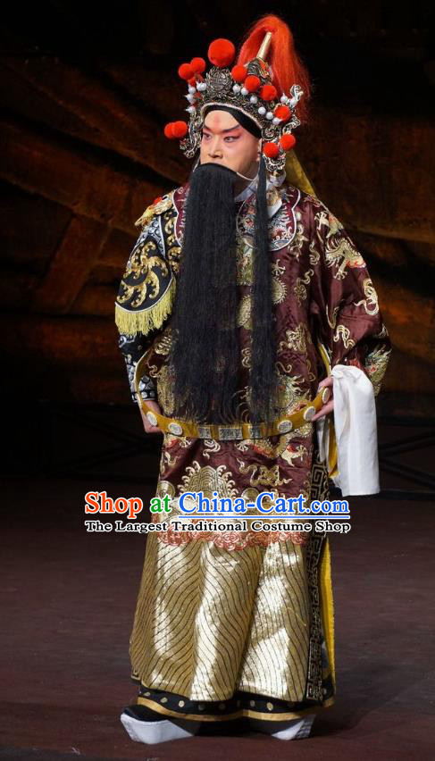 Wu Qi Chinese Peking Opera Martial Male Apparels Costumes and Headpieces Beijing Opera Military Officer Garment General Clothing