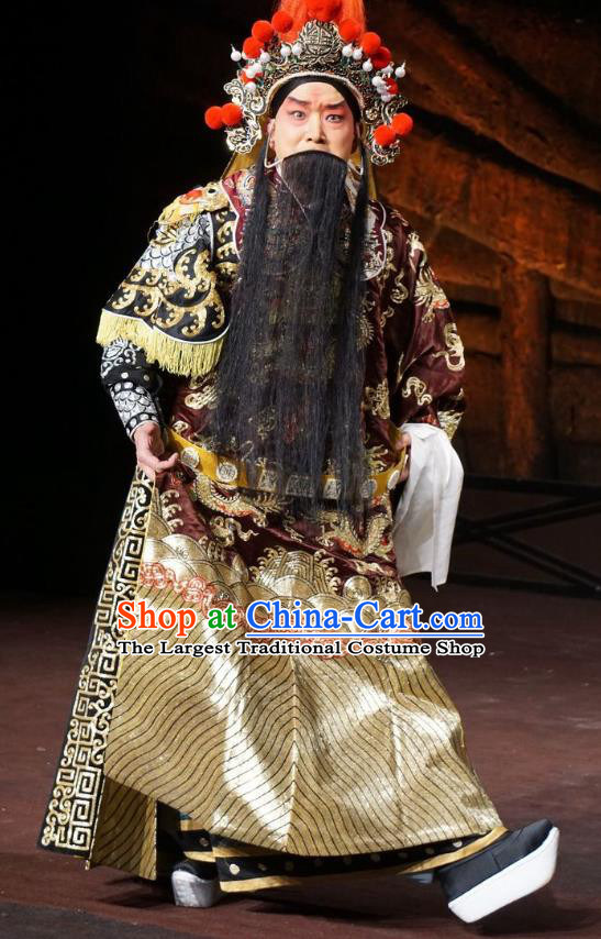 Wu Qi Chinese Peking Opera Martial Male Apparels Costumes and Headpieces Beijing Opera Military Officer Garment General Clothing