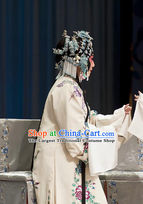 Chinese Beijing Opera Young Female Garment Zhou Ren Xian Sao Costumes and Hair Accessories Traditional Peking Opera Distress Maiden Dress Diva Apparels