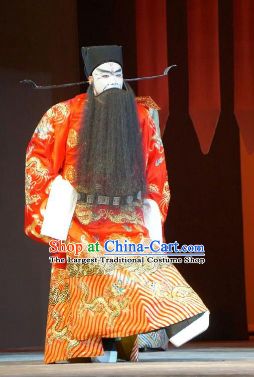Legend of Xu Mu Chinese Peking Opera Jing Role Apparels Costumes and Headpieces Beijing Opera Prime Minister Garment Official Cao Cao Clothing