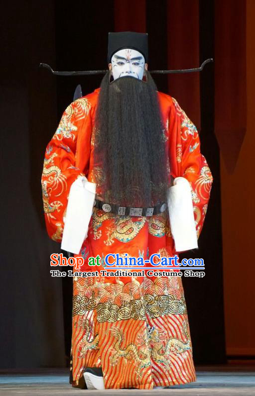 Legend of Xu Mu Chinese Peking Opera Jing Role Apparels Costumes and Headpieces Beijing Opera Prime Minister Garment Official Cao Cao Clothing