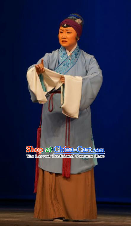 Chinese Beijing Opera Laodan Garment Legend of Xu Mu Costumes and Hair Accessories Traditional Peking Opera Pantaloon Dress Elderly Female Apparels
