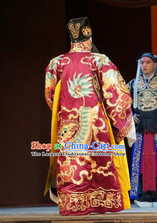 Legend of Xu Mu Chinese Peking Opera Chancellor Cao Cao Apparels Costumes and Headpieces Beijing Opera Painted Face Garment Elderly Male Clothing