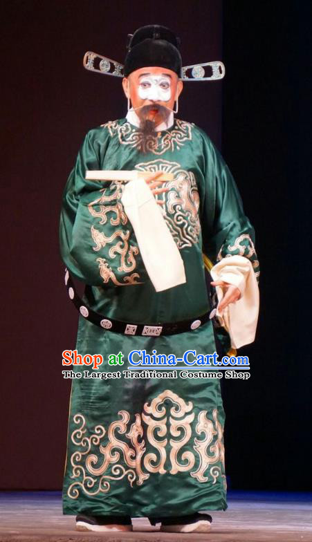 Legend of Xu Mu Chinese Peking Opera Minister Cheng Yu Apparels Costumes and Headpieces Beijing Opera Official Garment Clown Clothing