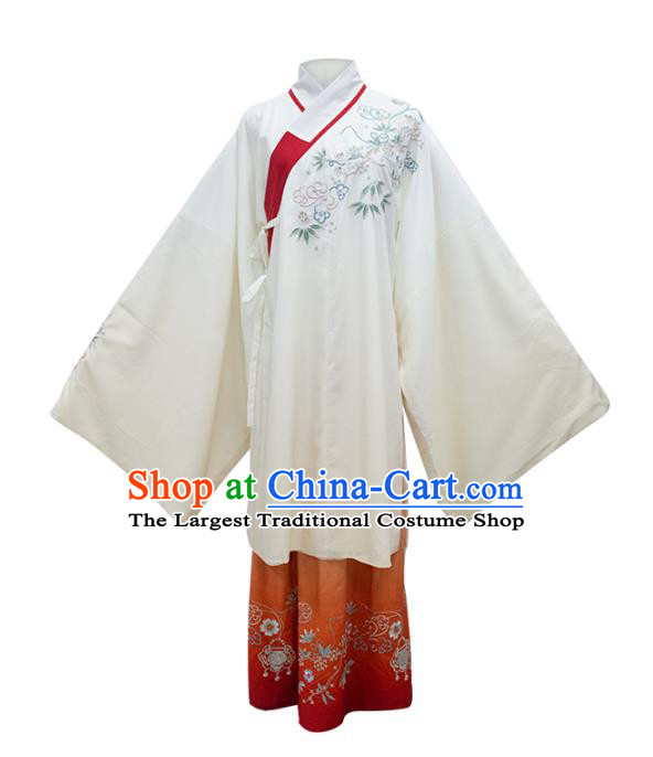 Traditional Chinese Ancient Patrician Lady Embroidered Hanfu Dress Garment Ming Dynasty Historical Costumes Long Blouse and Skirt for Women