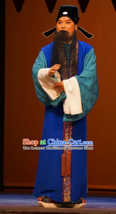 Legend of Xu Mu Chinese Peking Opera Laosheng Apparels Costumes and Headpieces Beijing Opera Elderly Male Garment Military Counsellor Xu Shu Clothing