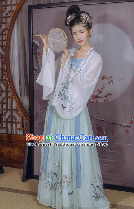 Traditional Chinese Ancient Court Lady Embroidered Hanfu Dress Garment Tang Dynasty Royal Princess Historical Costumes for Women