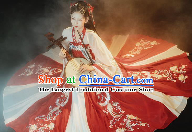 Traditional Chinese Ancient Noble Princess Embroidered Hanfu Dress Garment Tang Dynasty Court Historical Costumes Complete Set