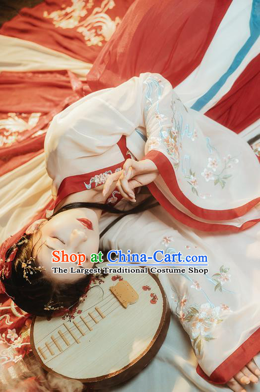 Traditional Chinese Ancient Noble Princess Embroidered Hanfu Dress Garment Tang Dynasty Court Historical Costumes Complete Set