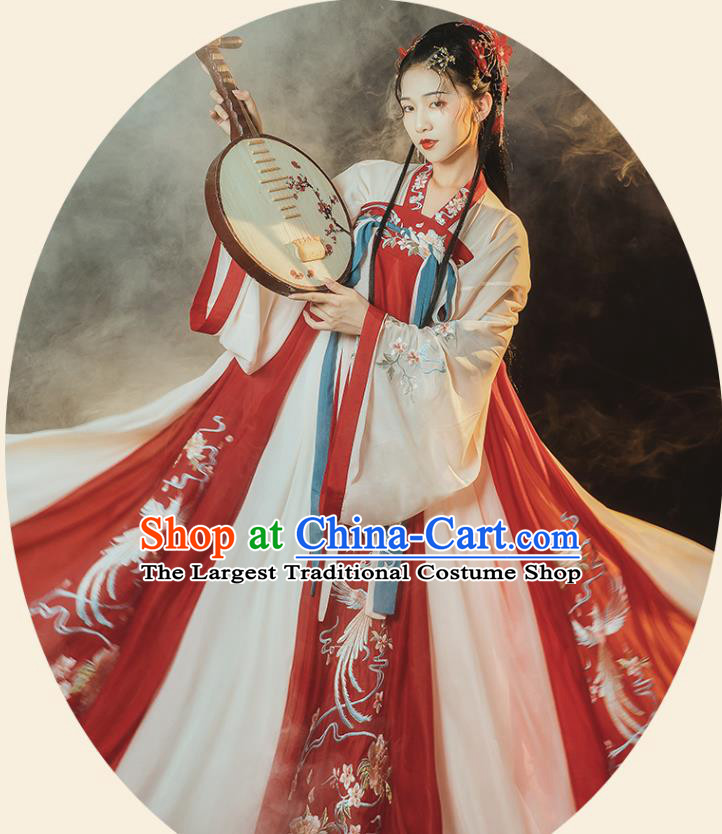 Traditional Chinese Ancient Noble Princess Embroidered Hanfu Dress Garment Tang Dynasty Court Historical Costumes Complete Set