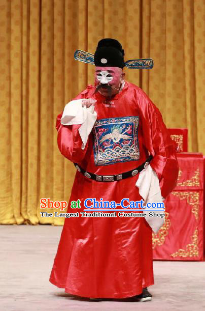 Da Mian Gang Chinese Peking Opera Official Apparels Costumes and Headpieces Beijing Opera Clown Garment Magistrate Clothing