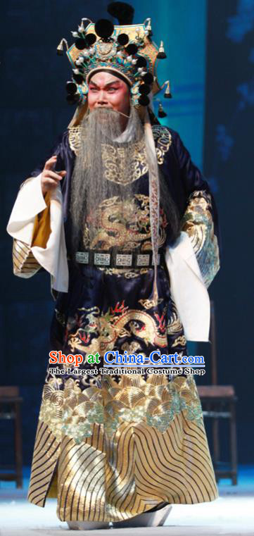 Xiang Lian Case Chinese Peking Opera Old Man Apparels Costumes and Headpieces Beijing Opera Laosheng Garment King Clothing