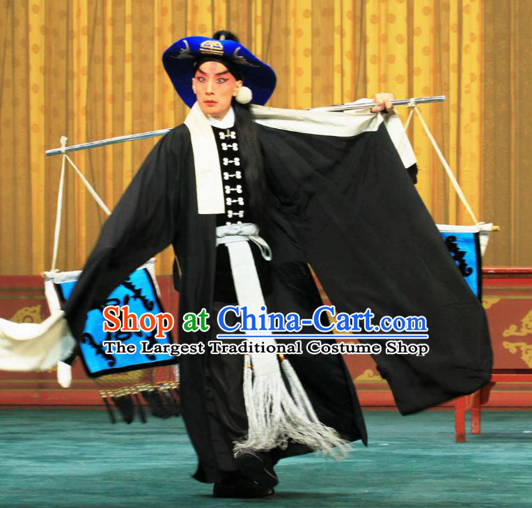 Bai Shui Tan Chinese Peking Opera Swordsman Apparels Costumes and Headpieces Beijing Opera Wusheng Garment Martial Male Clothing