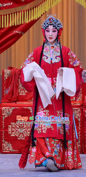 Chinese Beijing Opera Huadan Garment Costumes and Hair Accessories The Jade Hairpin Traditional Peking Opera Bride Wedding Dress Zhang Yuzhen Apparels